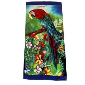 Vintage 90s Puerto Rico Tropical Parrot Beach Towel
